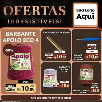 Modelo de Rede Social para Feed Facebook com o tema Ofertas Irresistíveis! para Armarinho e Aviamentos