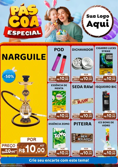 Modelo de Encarte para Encarte A4 Vertical com o tema Páscoa Especial para Tabacaria
