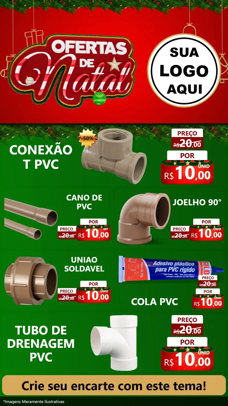 Modelo de TV para TV Vertical com o tema Ofertas de Natal para Tubos e conexões