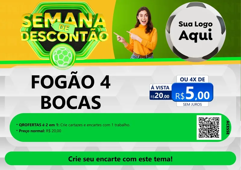 Modelo de Cartaz para Cartaz A4 Horizontal com o tema Semana de Descontão - Copa para Móveis e Eletro
