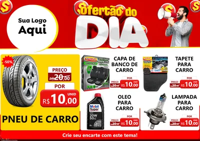 Modelo de Encarte para Encarte A4 Horizontal com o tema Ofertão do dia para Auto peças