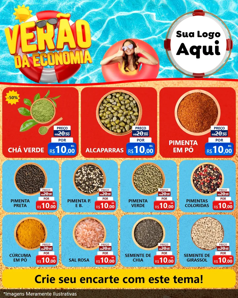 Modelo de Rede Social para Feed Instagram com o tema Verão da Economia para Produtos Naturais