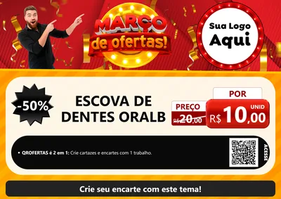 Modelo de Cartaz para Cartaz A4 Horizontal com o tema Março de Ofertas! para Higiene Pessoal