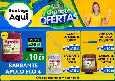 Modelo de Encarte para Encarte A4 Horizontal com o tema Grandes Ofertas para Armarinho e Aviamentos