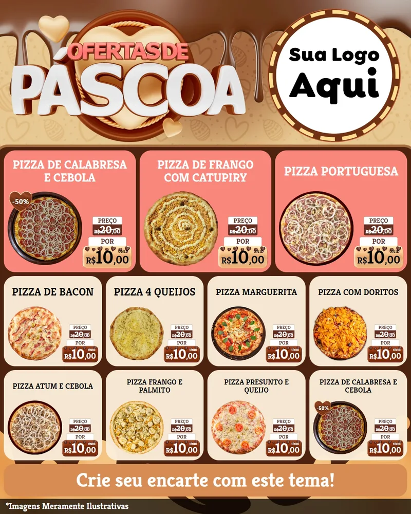 Modelo de Rede Social para Feed Instagram com o tema Ofertas de Páscoa para Pizzaria
