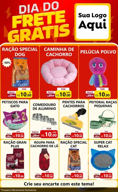 Modelo de Encarte para Encarte Grande com o tema Dia do Frete Grátis para Pet Shop