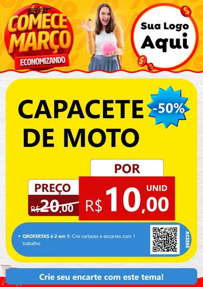 Modelo de Cartaz para Cartaz A4 Vertical com o tema Comece Março Economizando para Moto peças