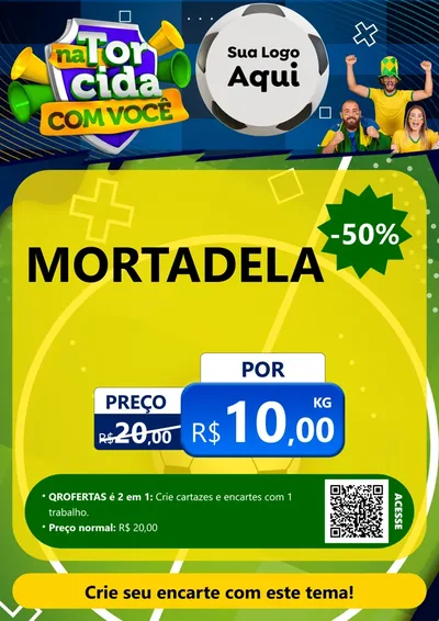 Modelo de Cartaz para Cartaz A4 Vertical com o tema Na Torcida Com Você - Copa para Frios e Laticínios