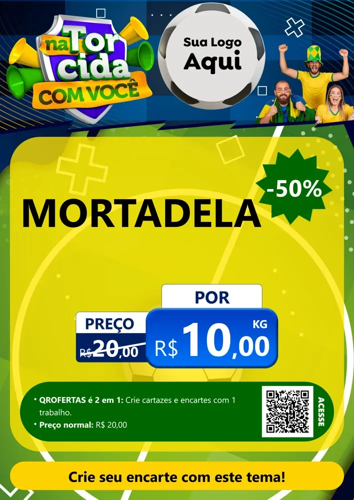 Modelo de Cartaz para Cartaz A4 Vertical com o tema Na Torcida Com Você - Copa para Frios e Laticínios