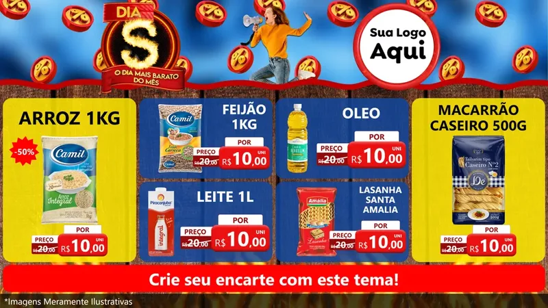 Modelo de TV para TV Horizontal com o tema Dia S - O Dia Mais Barato Do Mês para Supermercado