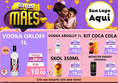 Modelo de Encarte para Encarte A4 Horizontal com o tema Dia das Mães para Distribuidora de bebidas