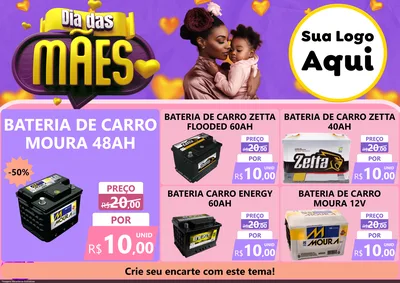 Modelo de Encarte para Encarte A4 Horizontal com o tema Dia das Mães para Baterias Elétricas