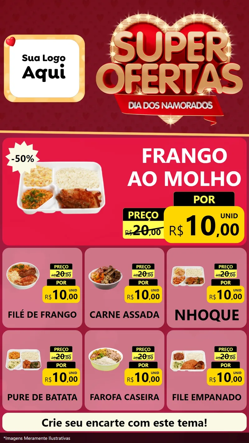 Modelo de Rede Social para Stories com o tema Dia dos Namorados para Restaurante