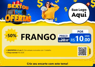 Modelo de Cartaz para Cartaz A4 Horizontal com o tema Sextou de Ofertas para Assados