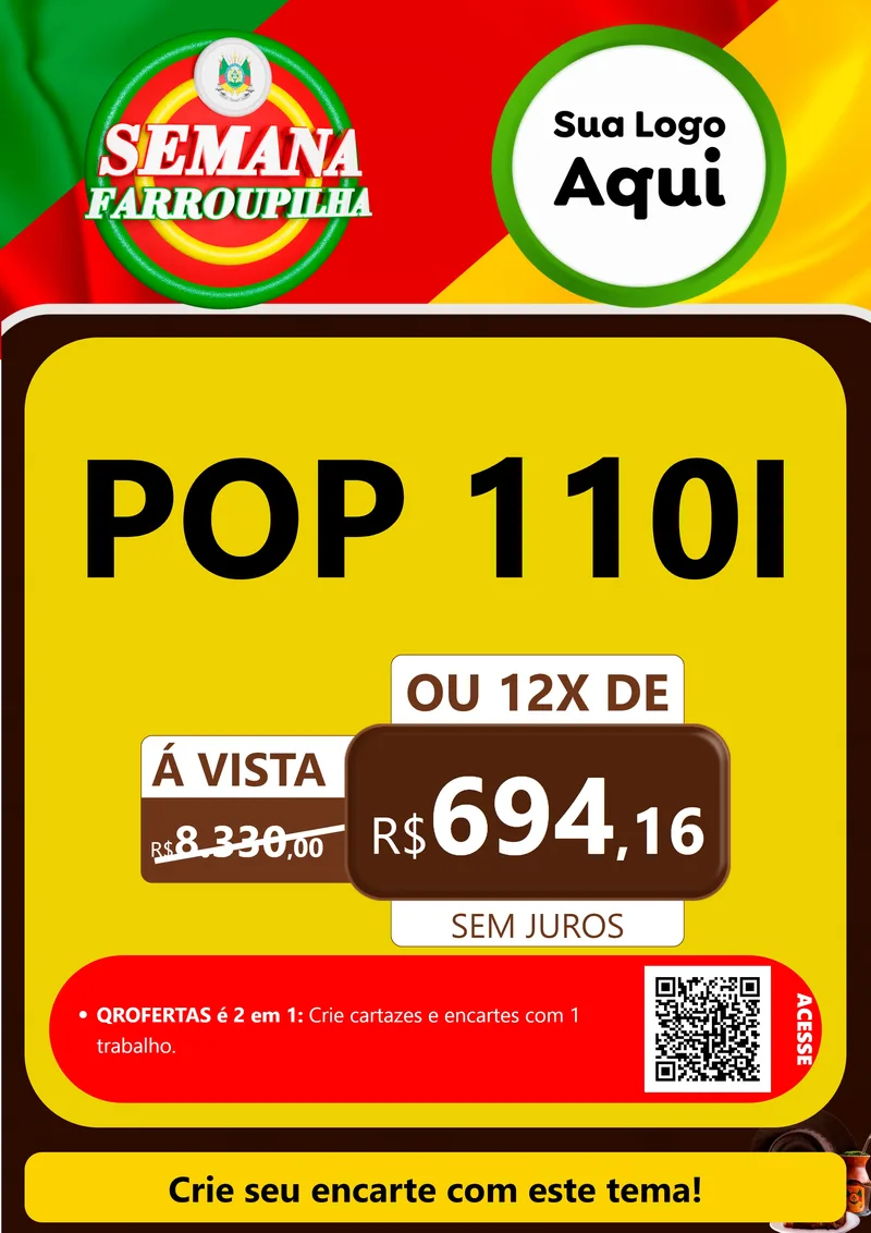 Modelo de Cartaz para Cartaz A4 Vertical com o tema Semana Farroupilha para Concessionaria de Motos