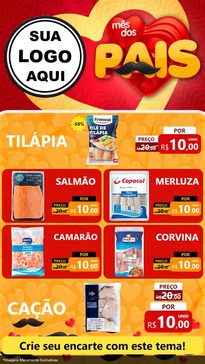 Modelo de TV para TV Vertical com o tema Mês Dos Pais para Peixaria