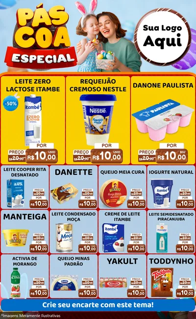 Modelo de Encarte para Encarte Grande com o tema Páscoa Especial para Frios e Laticínios