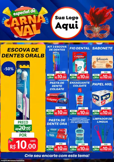 Modelo de Encarte para Encarte A4 Vertical com o tema Especial de Carnaval para Higiene Pessoal