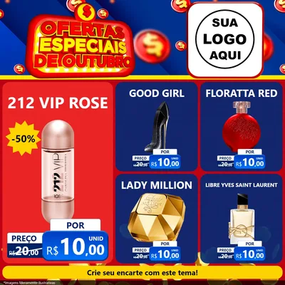 Modelo de Rede Social para Feed Facebook com o tema Ofertas Especiais de Outubro para Perfumes