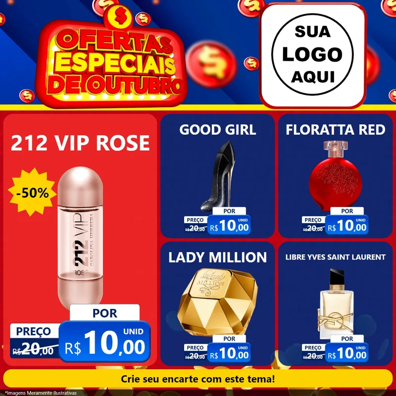 Modelo de Rede Social para Feed Facebook com o tema Ofertas Especiais de Outubro para Perfumes