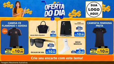Modelo de TV para TV Horizontal com o tema Oferta do Dia para Roupas e acessórios