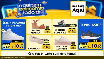 Modelo de TV para TV Horizontal com o tema Aqui Tem Economia Todo Dia para Calçados