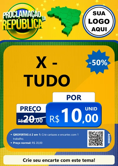 Modelo de Cartaz para Cartaz A4 Vertical com o tema Proclamação da República para Hamburgueria