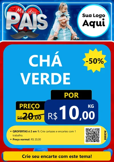 Modelo de Cartaz para Cartaz A4 Vertical com o tema Mês Dos Pais para Produtos Naturais