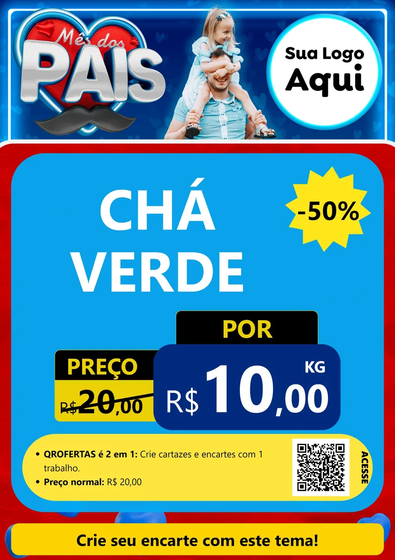 Modelo de Cartaz para Cartaz A4 Vertical com o tema Mês Dos Pais para Produtos Naturais