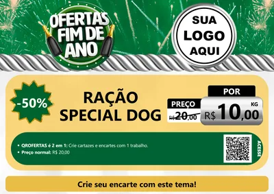 Modelo de Cartaz para Cartaz A4 Horizontal com o tema Ofertas Fim de Ano para Pet Shop
