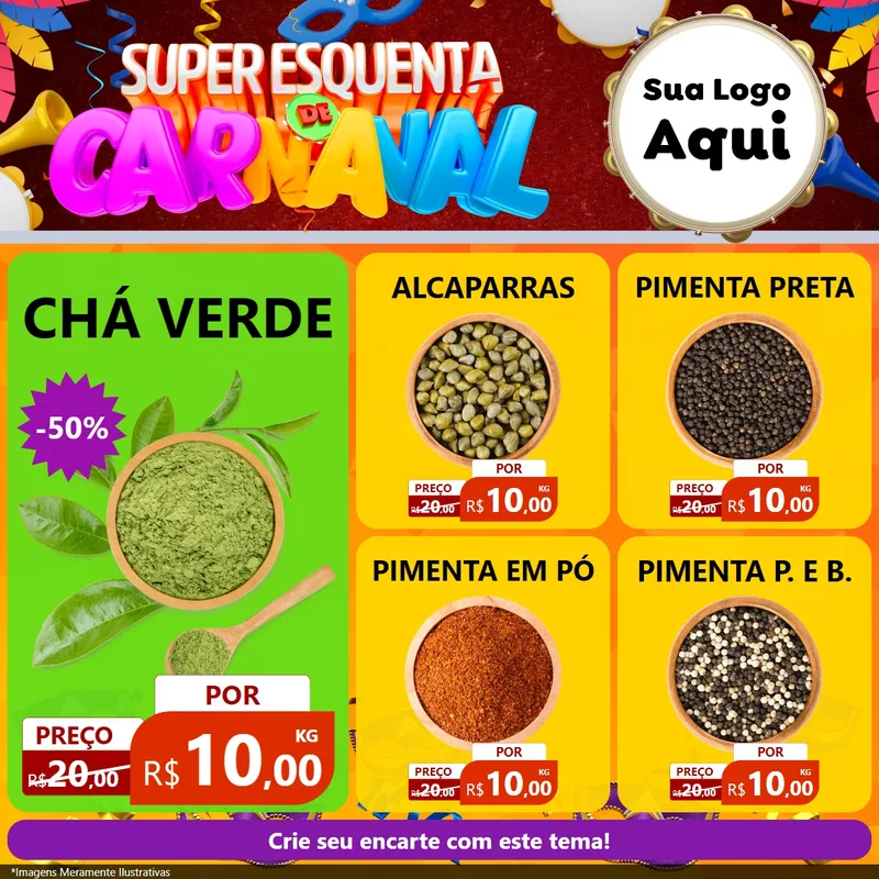 Modelo de Rede Social para Feed Facebook com o tema Super Esquenta de Carnaval para Produtos Naturais