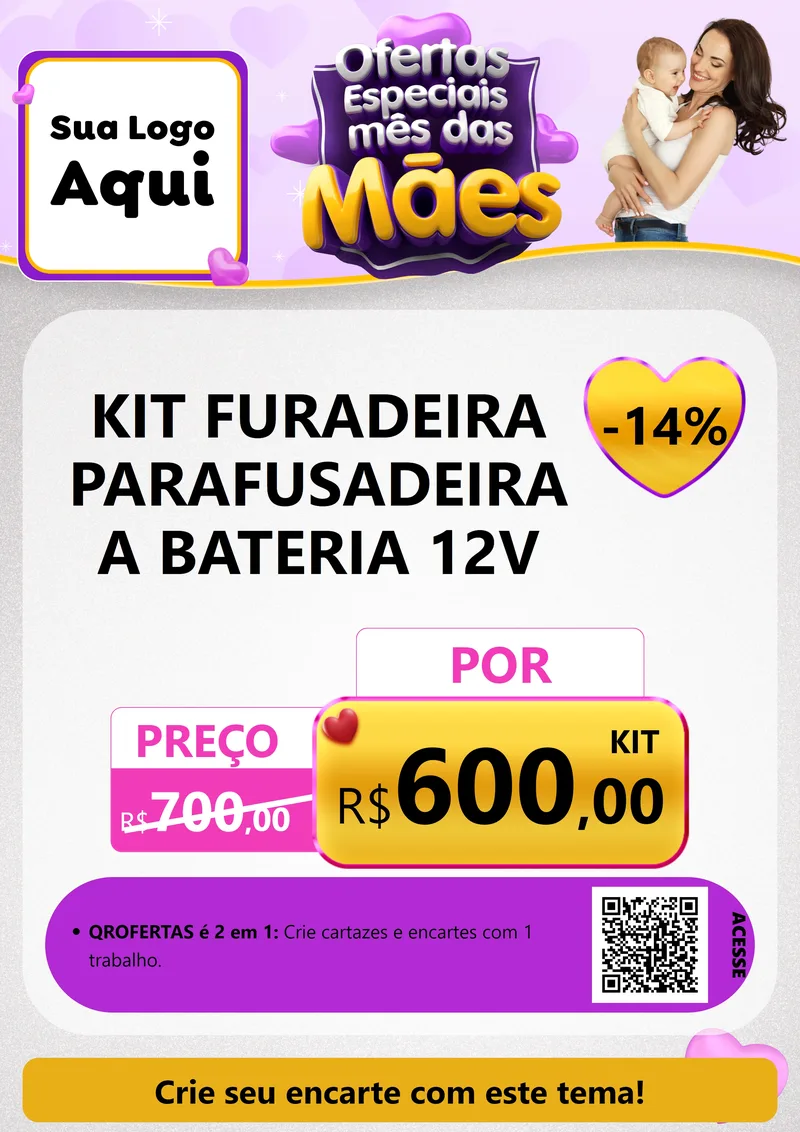 Modelo de Cartaz para Cartaz A4 Vertical com o tema Ofertas Especiais - Mês das Mães para Maquinas e Ferramentas