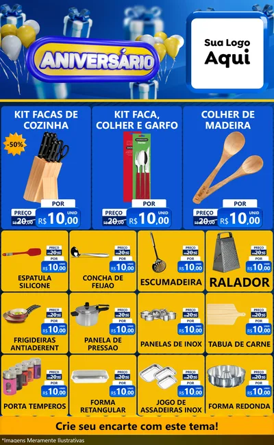 Modelo de Encarte para Encarte Grande com o tema Aniversário para Utilidades Domésticas