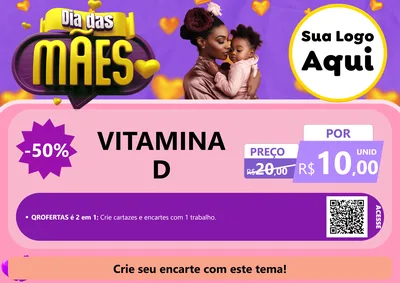 Modelo de Cartaz para Cartaz A4 Horizontal com o tema Dia das Mães para Farmácia