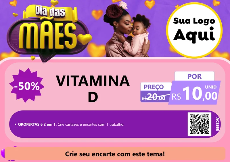 Modelo de Cartaz para Cartaz A4 Horizontal com o tema Dia das Mães para Farmácia