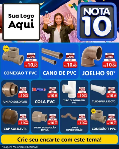Modelo de Rede Social para Feed Instagram com o tema Nota 10 para Tubos e conexões