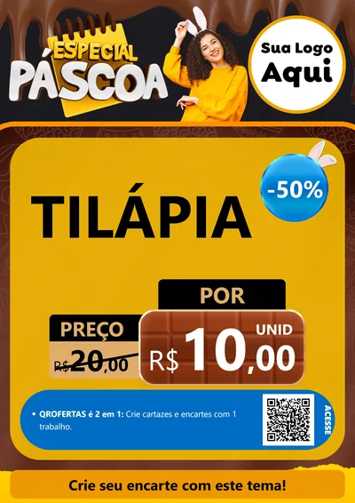 Modelo de Cartaz para Cartaz A4 Vertical com o tema Especial Páscoa para Peixaria