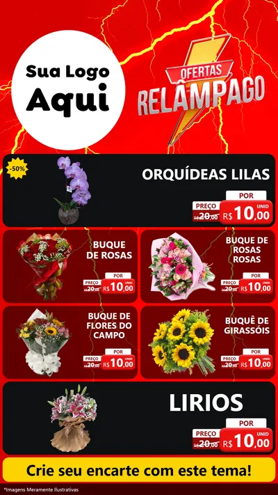 Modelo de TV para TV Vertical com o tema Ofertas Relâmpago para Floricultura e jardim