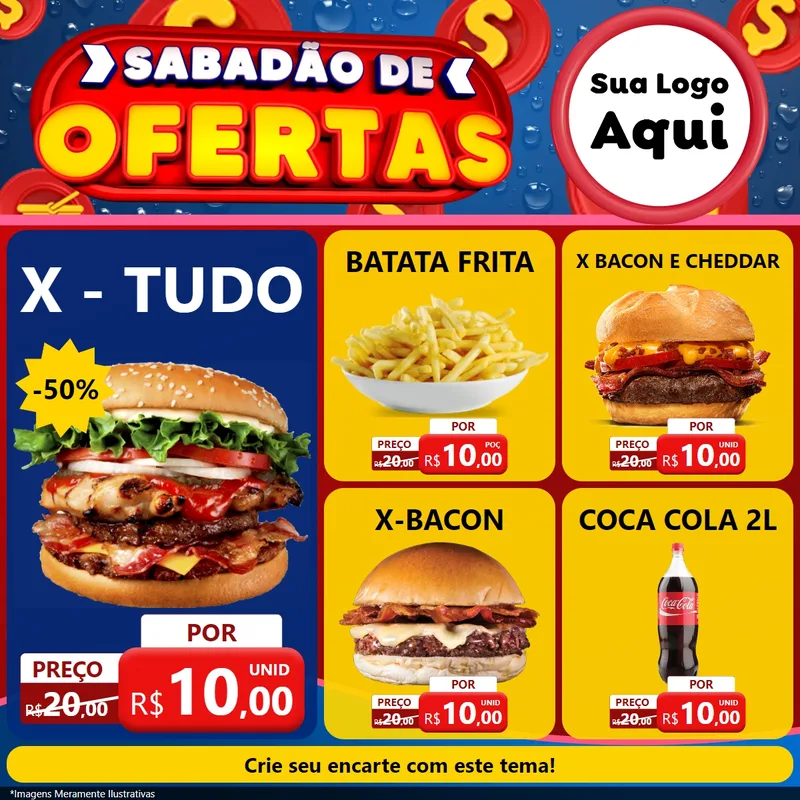 Modelo de Rede Social para Feed Facebook com o tema Sabadão de Ofertas para Hamburgueria