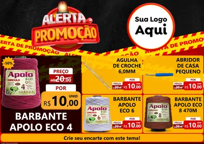 Modelo de Encarte para Encarte A4 Horizontal com o tema Alerta de Promoção para Armarinho e Aviamentos