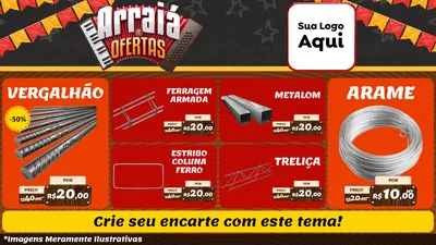 Modelo de TV para TV Horizontal com o tema Arraiá de Ofertas - Junina para Ferragens