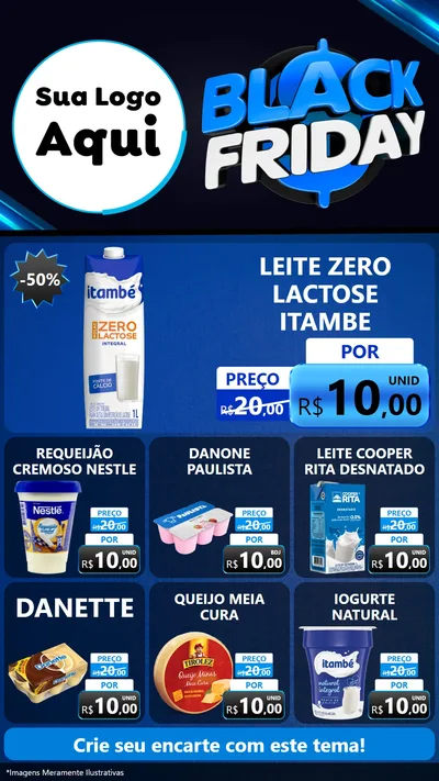 Modelo de Rede Social para Stories com o tema Black Friday para Frios e Laticínios