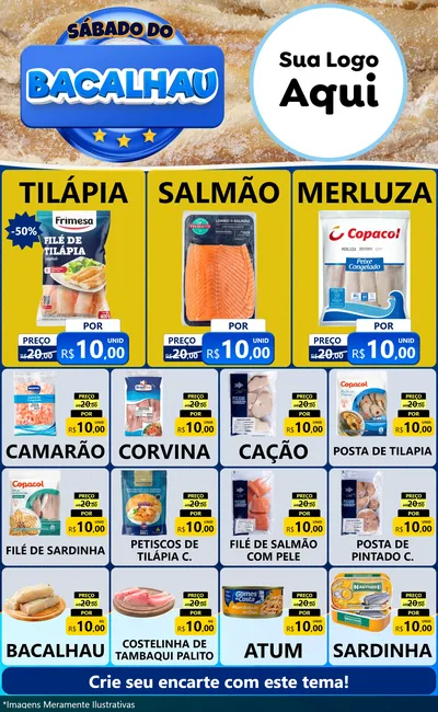 Modelo de Encarte para Encarte Grande com o tema Sábado do Bacalhau para Peixaria