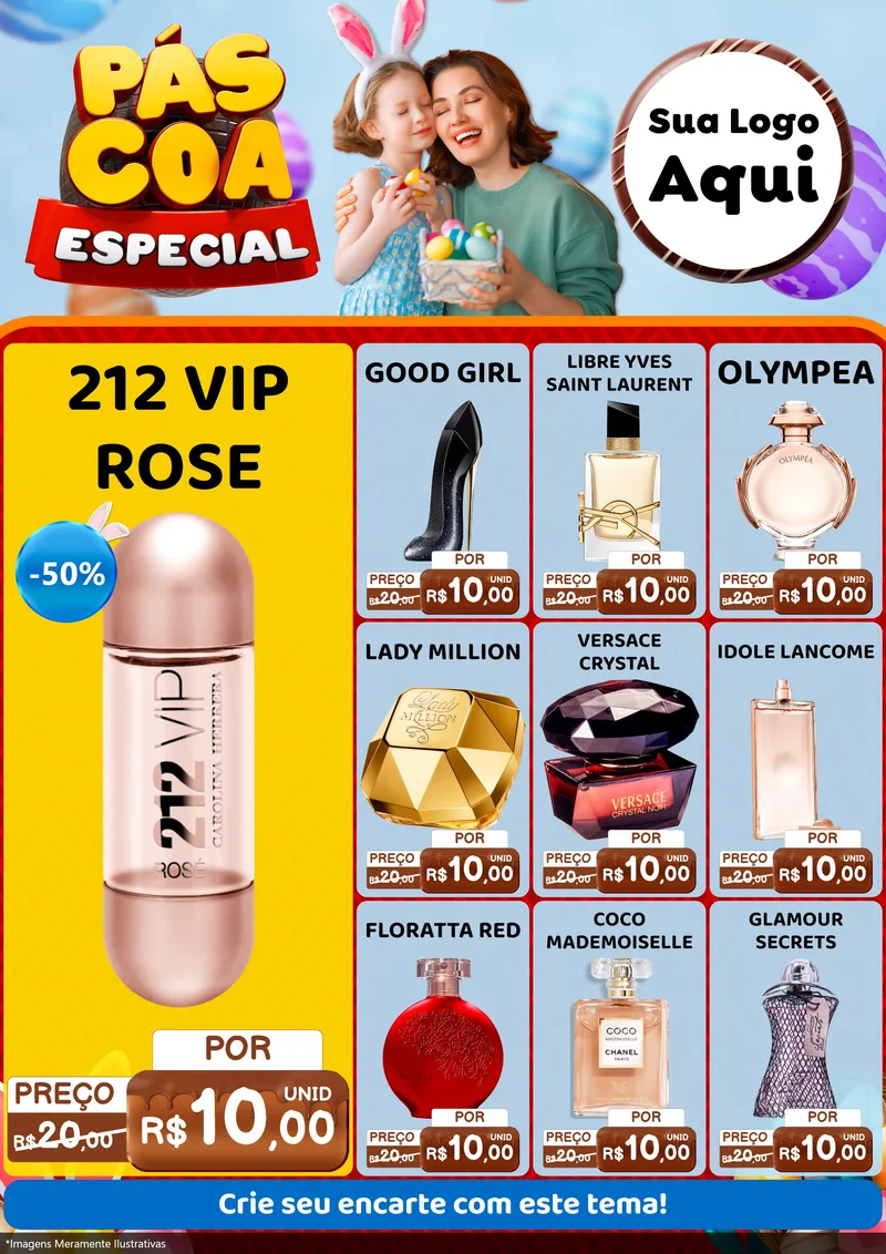 Modelo de Encarte para Encarte A4 Vertical com o tema Páscoa Especial para Perfumes