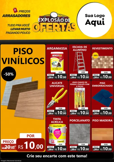 Modelo de Encarte para Encarte A4 Vertical com o tema Explosão de Ofertas para Material para Construção
