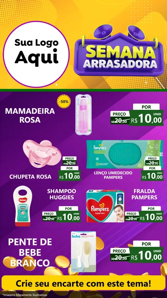 Modelo de TV para TV Vertical com o tema Semana Arrasadora para Bebês