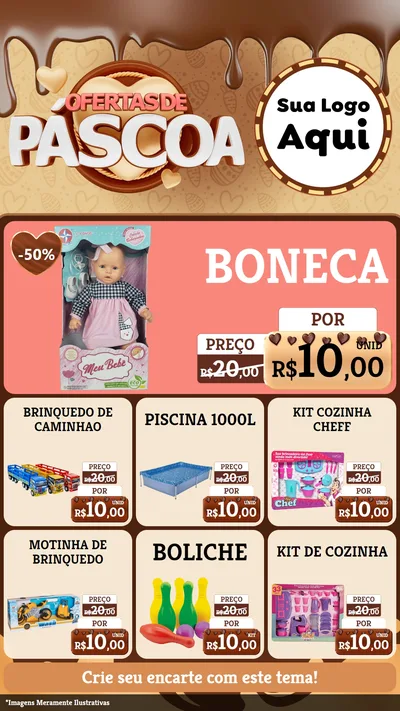 Modelo de Rede Social para Stories com o tema Ofertas de Páscoa para Brinquedos
