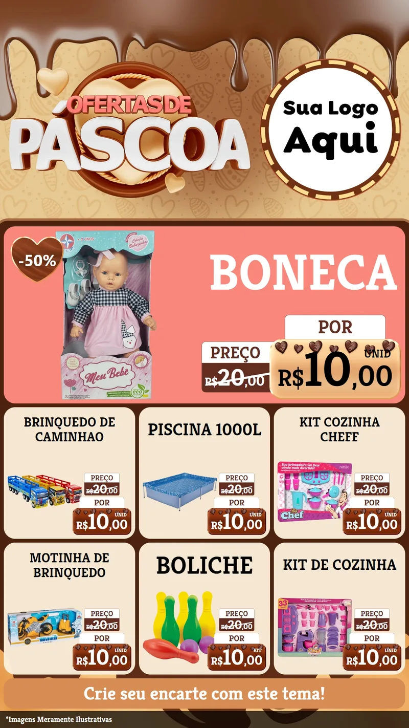 Modelo de Rede Social para Stories com o tema Ofertas de Páscoa para Brinquedos