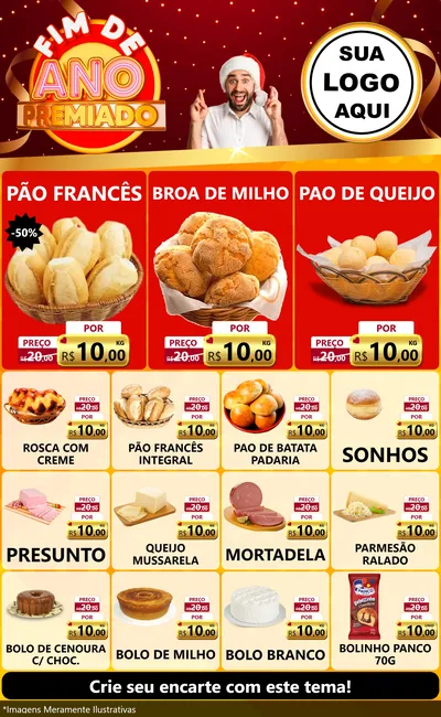 Modelo de Encarte para Encarte Grande com o tema Fim de Ano Premiado para Padaria