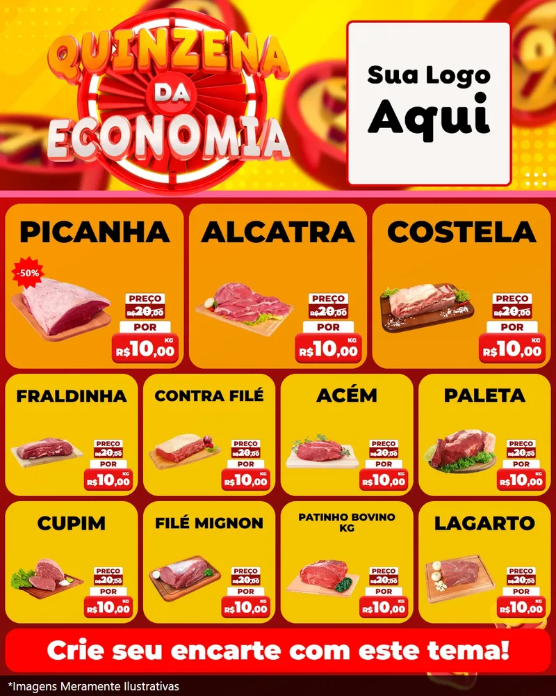 Modelo de Rede Social para Feed Instagram com o tema Quinzena Da Economia para Açougue